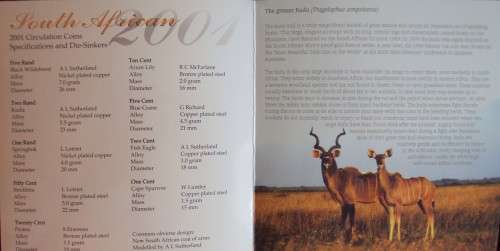 2001 South Africa Proof Coin Set - SA Mint