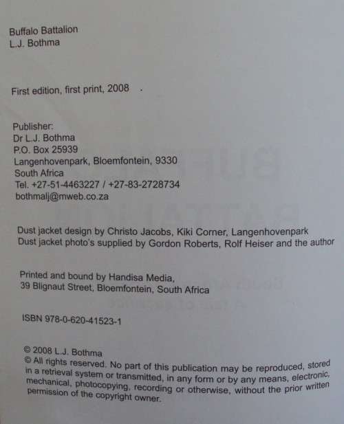 Buffalo Battalion South Africa's 32 Battalion - A tale of Sacrifice: L J Bothma - Signed Copy