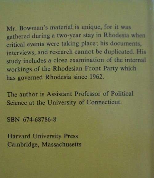 Politics in Rhodesia - White Power in an African State: Larry W. Bowman