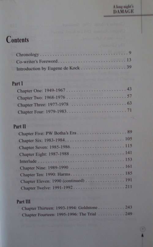 A Long Night's Damage - Working for the Apartheid State Eugene de Kok