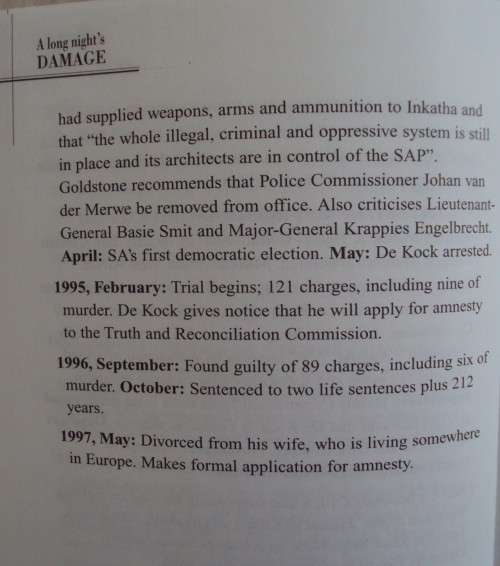 A Long Night's Damage - Working for the Apartheid State Eugene de Kok