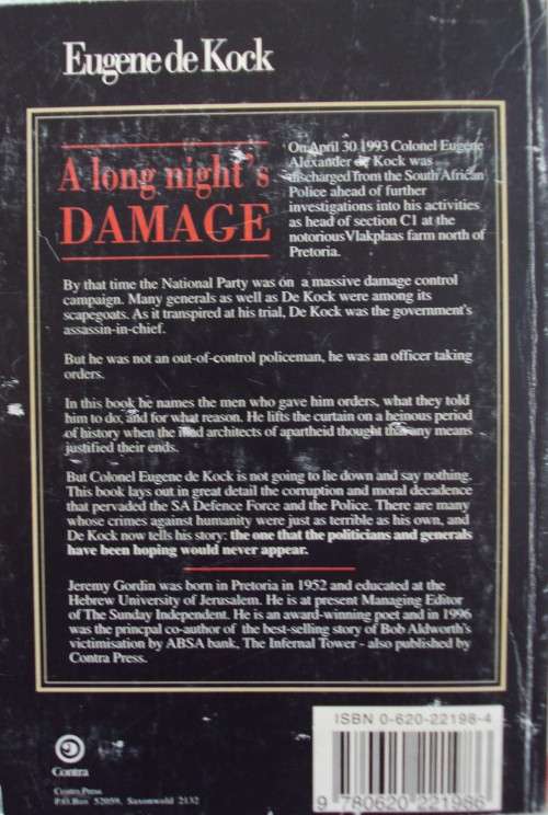 A Long Night's Damage - Working for the Apartheid State Eugene de Kok