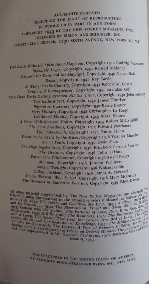 55 Short Stories from The New Yorker A 25th Anniversary Volume 1940 - 1950
