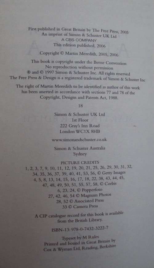 The State of Africa, a History of Fifty Years of Independence Martin Meredith