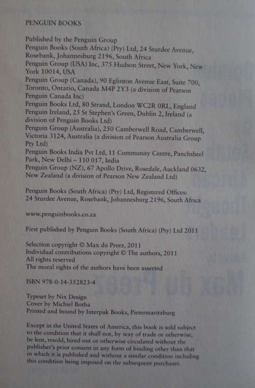 Opinion Pieces by South African Thought Leaders - Edited by Max du Preez