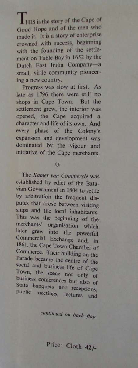Men of Good Hope The Romantic Story of the Cape Town Chamber of Commerce 1804 - 1954 R F M Immelman