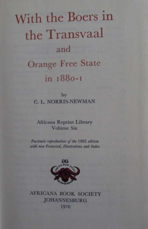 With The Boers In Transvaal and Orange Freeestate 1880-81 C L Norris-Newman