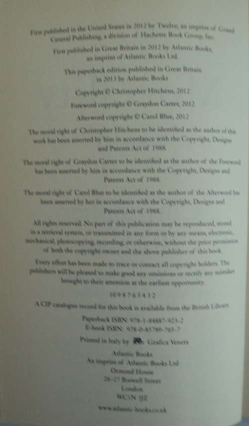 Mortality  Christopher Hitchens