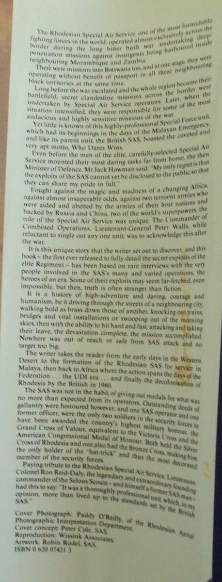 The Elite  -  The Story of The Rhodesian Special Air Service Signed by author & 3 SAS Operators