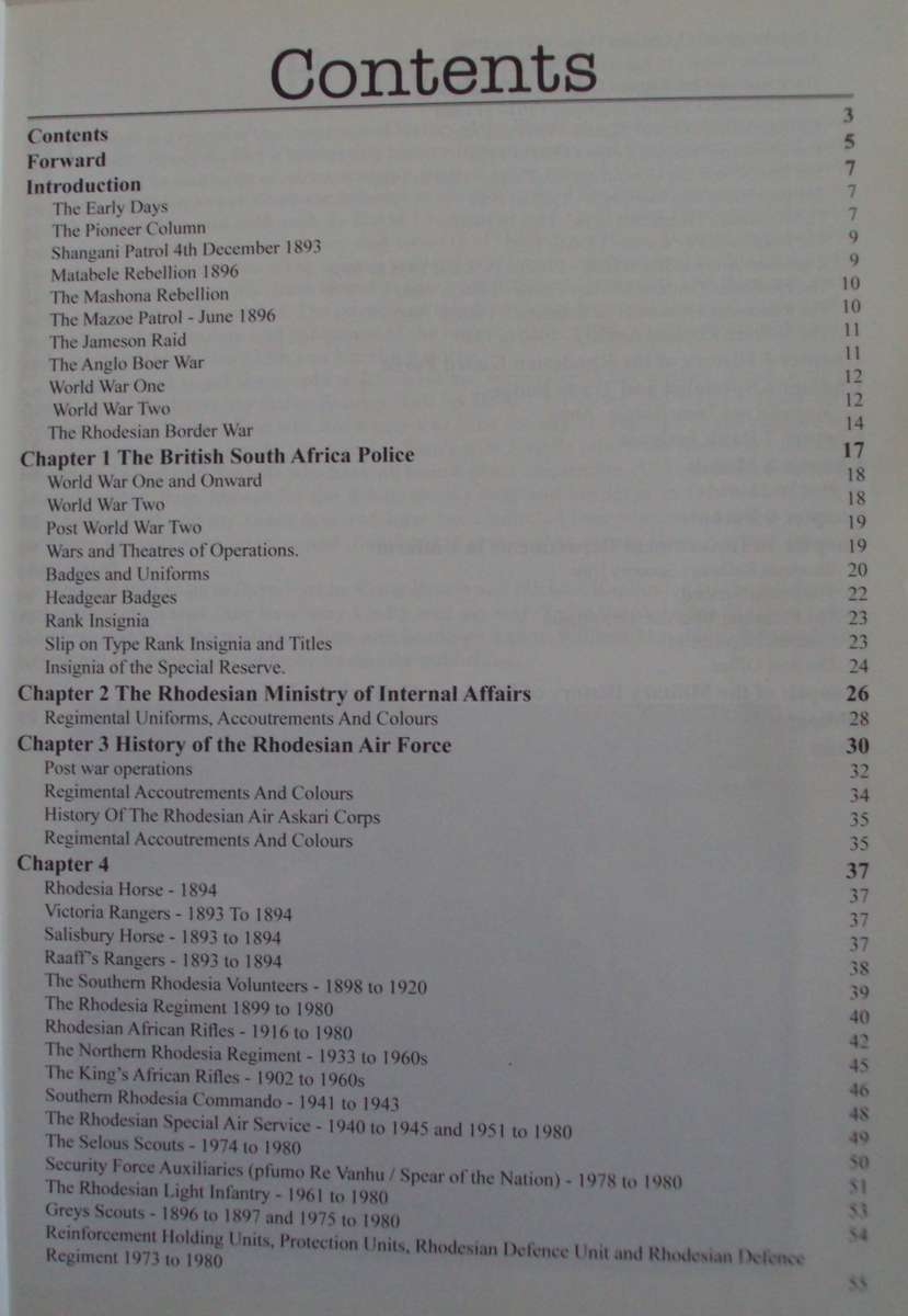Insignia and History of the Rhodesian Armed Forces 1890 - 1980 Dudley Wall