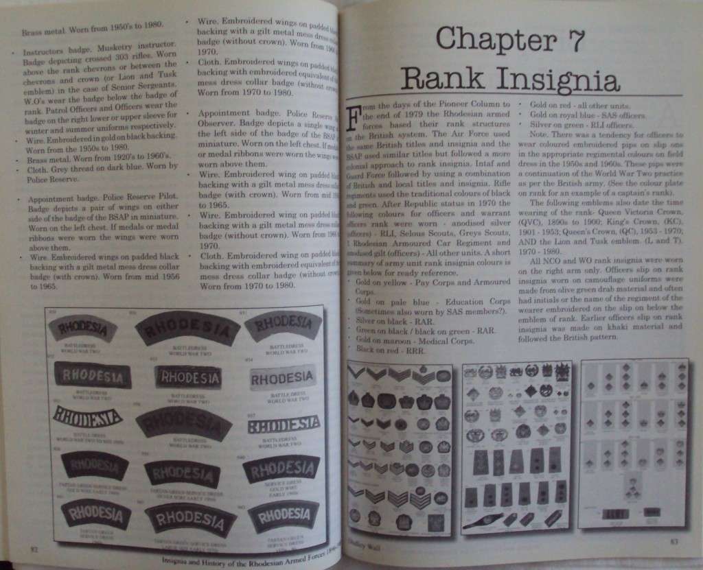 Insignia and History of the Rhodesian Armed Forces 1890 - 1980 Dudley Wall