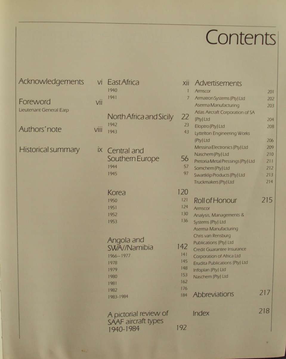 The SAAF at War 1940-1984 J S Bouwer M N Louw