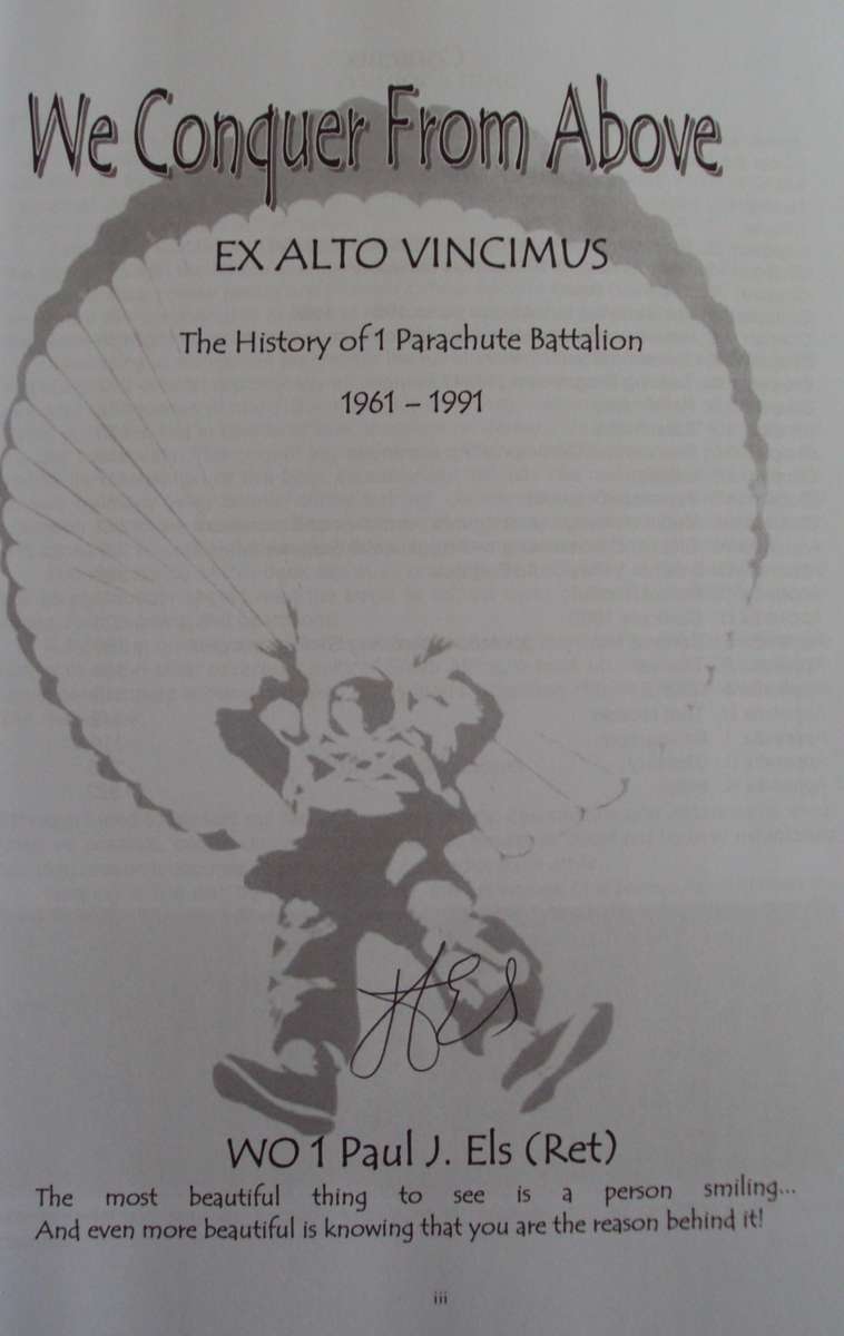 We Conquer From Above History of the Parachute Brigade 1961  1991 P J Els Signed by the author
