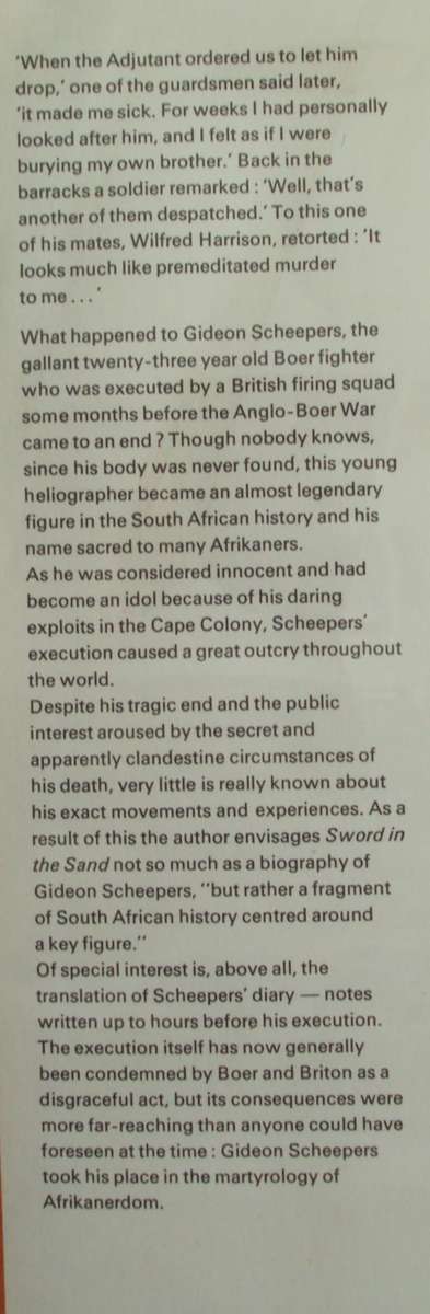 Sword in the Sand  The Life and Death of Gideon Scheepers  Johannes Meintjes