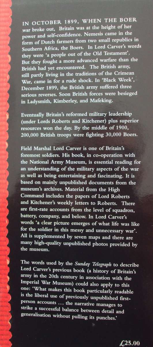 The National Army Museum Book of The Boer War Field Marshal Lord Carver