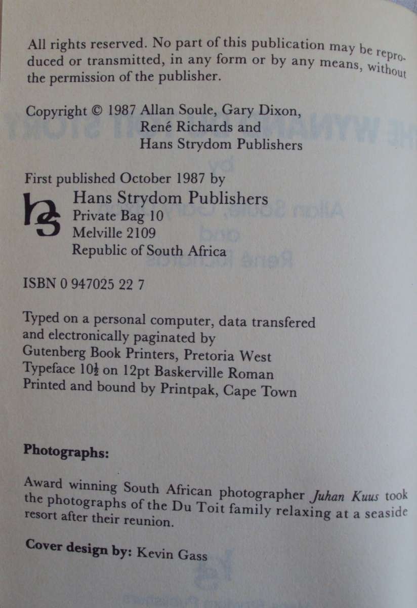 The Wynand Du Toit Story Allan Soule | Gary Dixon | Rene Richards