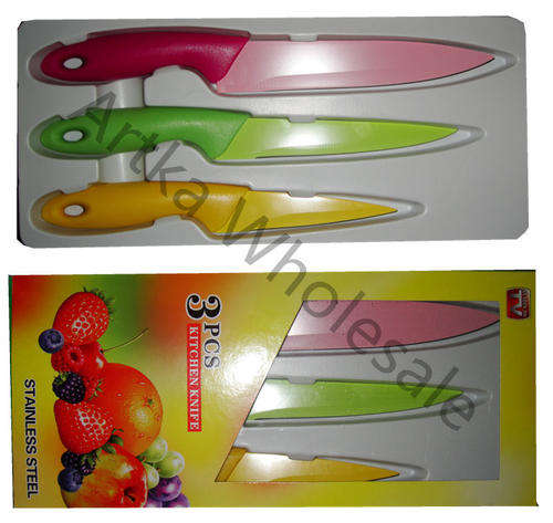 3 PIECE COLORFUL KITCHEN KNIVES AS SEEN ON TV