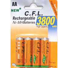 4 x AA Rechargeable Batteries NI-MH 3800 mAH HIGH CAPACITY C.F.L .