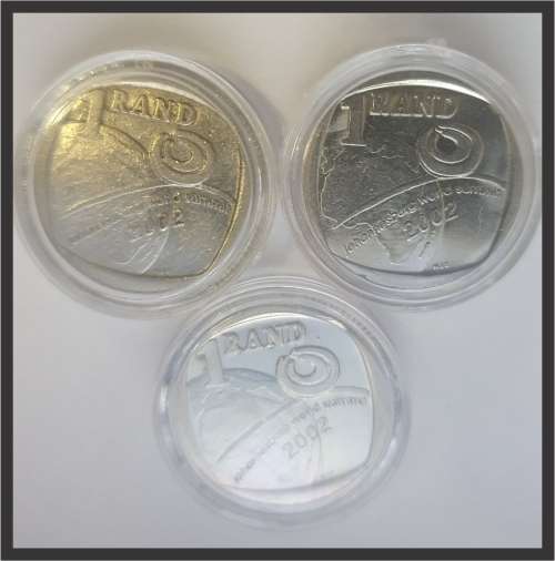 2002 R1 Johannesburg World Summit Coins // Circulated  // In Capsule // Good condition // 3 Coins
