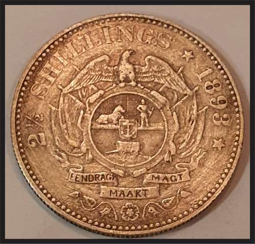 ZAR 1893 2 1/2 Shillings Only 134 800 Minted // picture of actual coin, HIGH CATALOGUE VALUE!!!