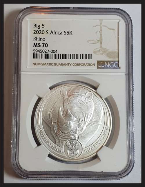 SCARCE!!!  2020 Big 5 Rhino  // Perfect Grade // NGC MS70