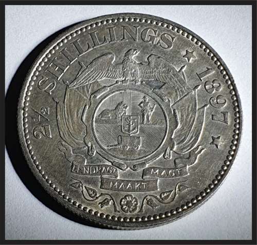 ZAR 1897 2 1/2 Shillings, Only 149 160 Minted // COIN HAS GREAT CONDITION // COULD POSSIBLY GRADE