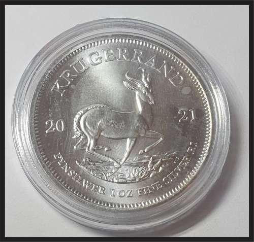 2021 SILVER 1 OZ KRUGER RANDS // IN CAPSULE and POUCH