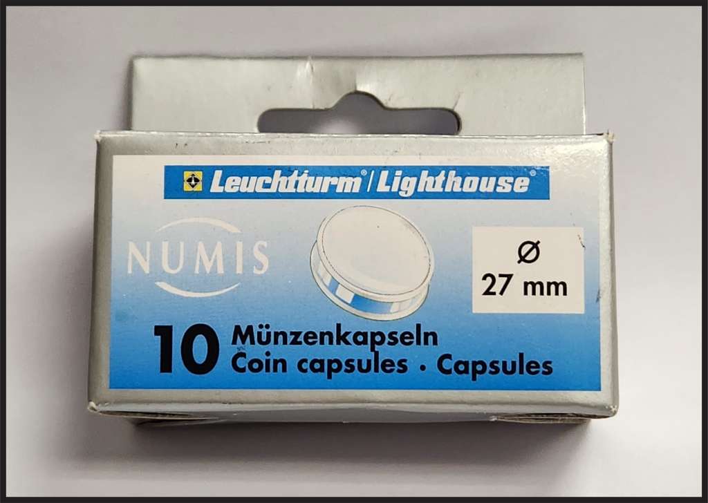 BOX WITH 10 x R5 EMPTY COIN CAPSULES