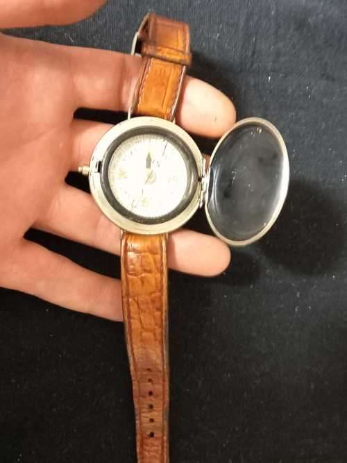 1950s vintage compass watch with GENUINE leather band