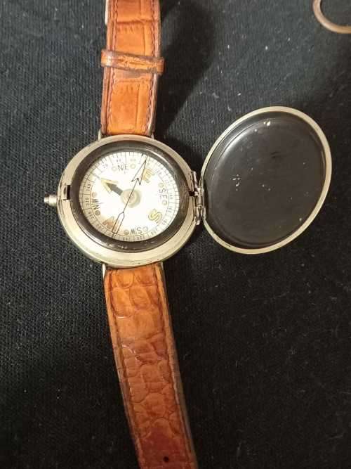 1950s vintage compass watch with GENUINE leather band
