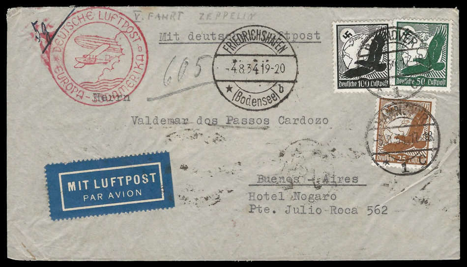 Scarce Zeppelin Cover.  Very fine condition.