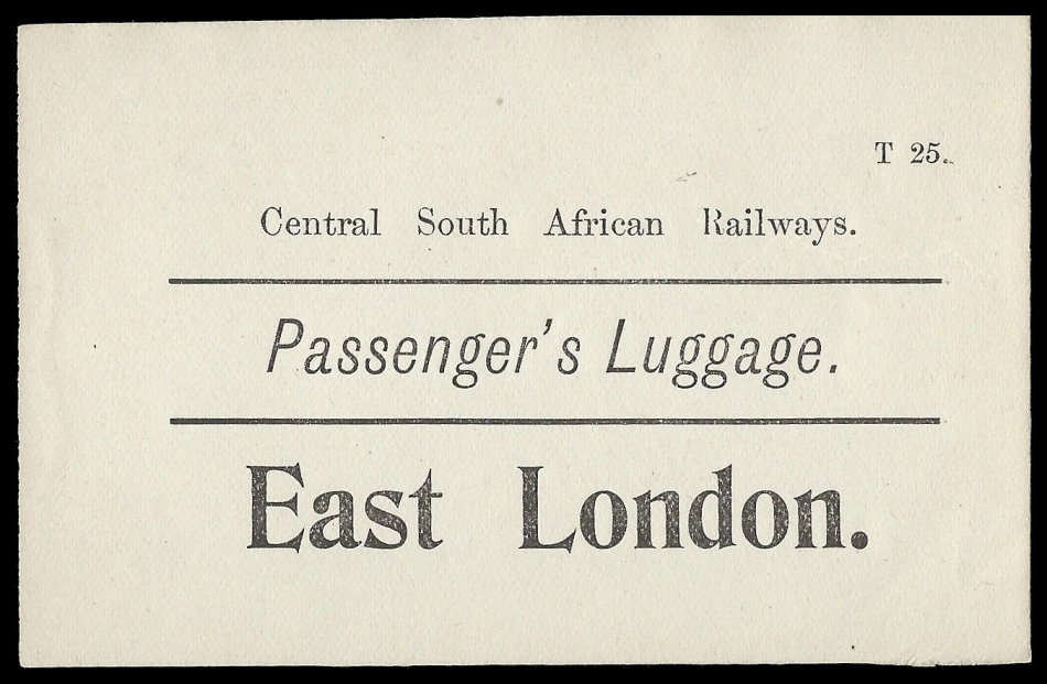 Central South African Railways (CSAR) Luggage Label.  Good condition.