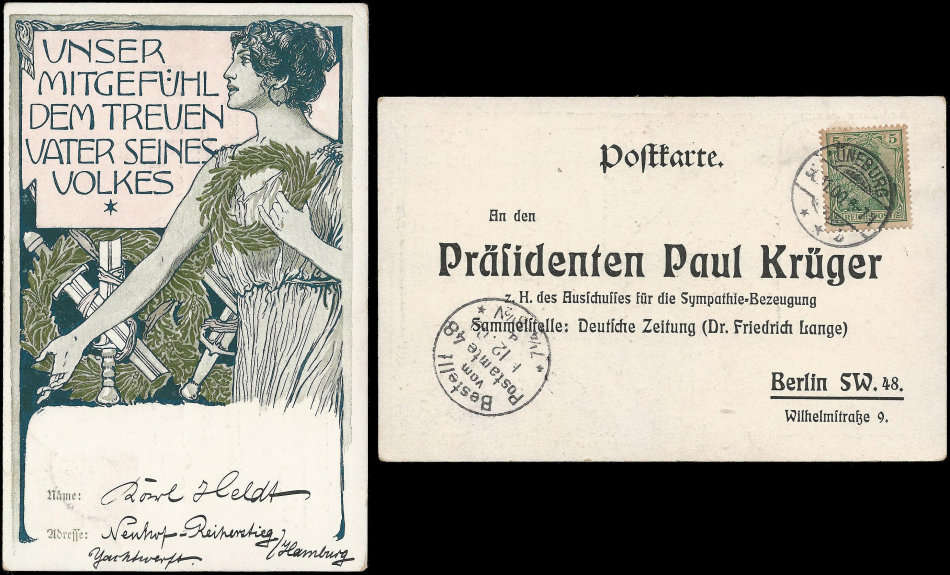 Anglo Boer War period.  Sympathy for Paul Kruger Postcard.  Fine condition.