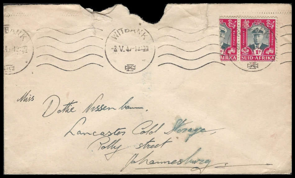 Rare commercial cover bearing bisected stamp.