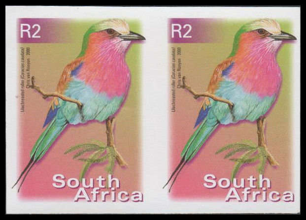 RSA.  7th Definitives.  R2-00 value IMPERFORATED PAIR.  Fine unmounted mint.