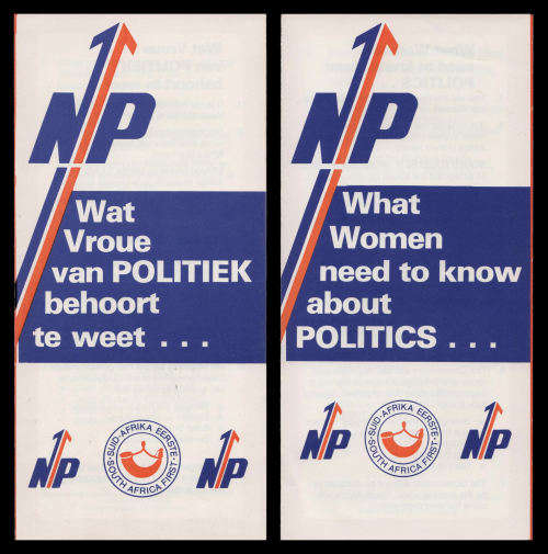 National Party Propaganda Pamphlet. English one side, Afrikaans on the other.