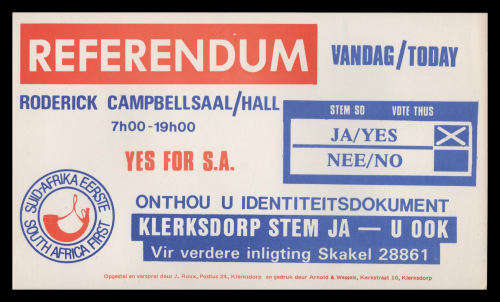 National Party. 1992 Referendum Propaganda.  Very fine condition.