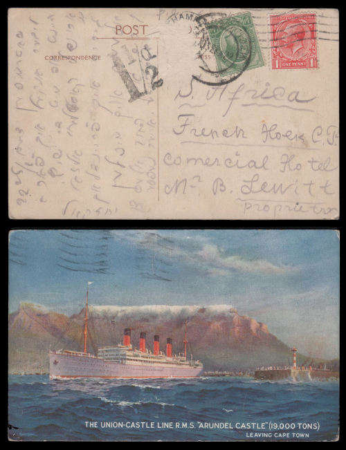 Union of South Africa.  Postcard as per scan.