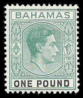 Bahamas King George VI.  1 Pound mounted mint.  Catalogue value R1 200-00.