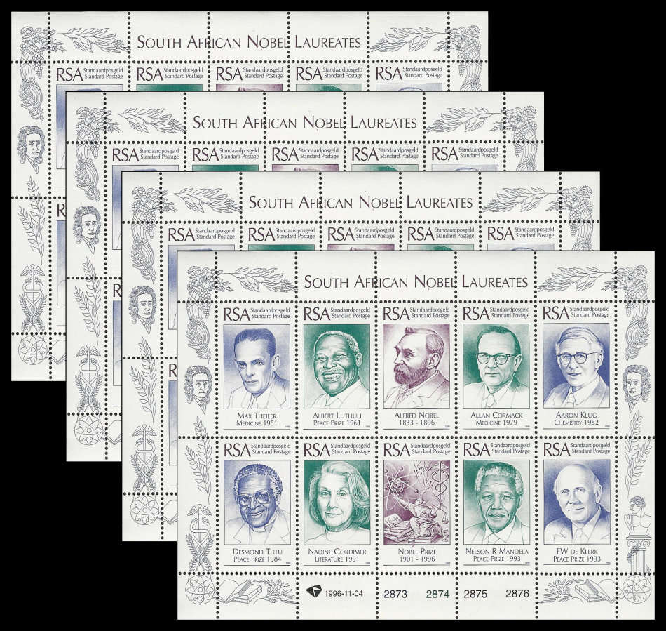 R.S.A.  4 X 1996 Nobel Prize Winners sheetlets.  All superb unmounted mint.