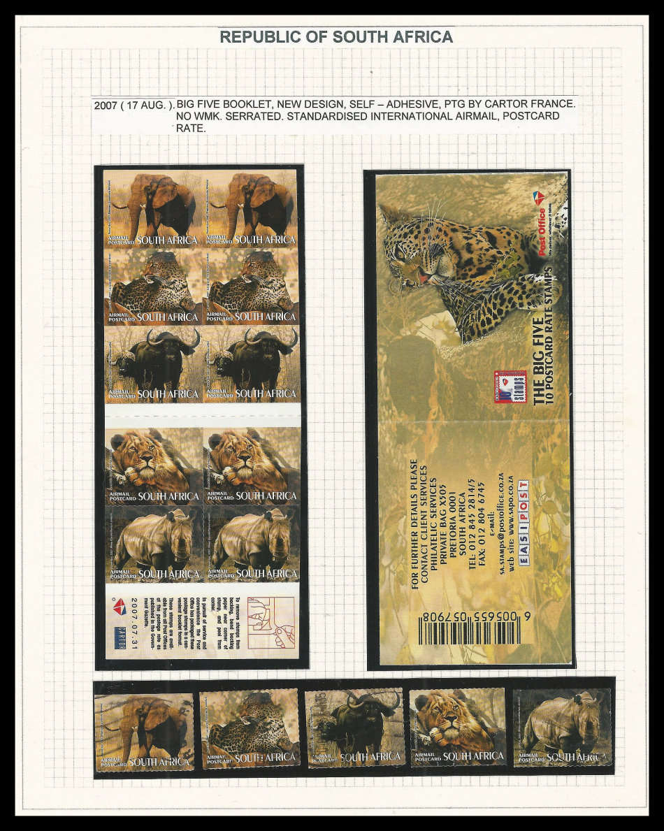 R.S.A.  2007 BIG FIVE booklet as per scan.  Very fine.