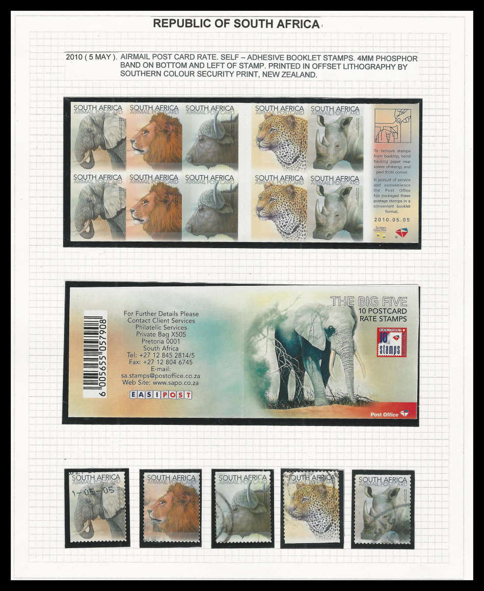 R.S.A.  2010 BIG FIVE booklet as per scan.  Very fine.