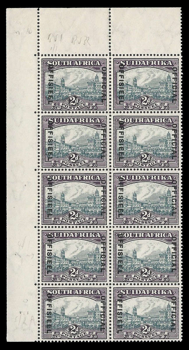Union.  2d Roto Official (SACC 15) in a block of 10.  Very fine unmounted mint.