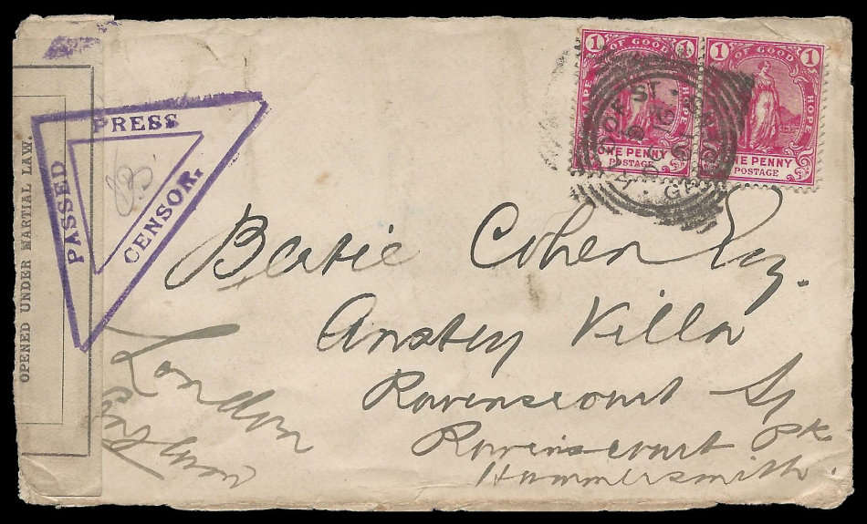 Anglo Boer War.  Censored Cover (FRONT ONLY!) as per scan.