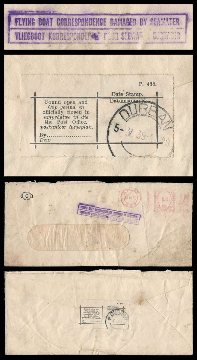 1939 Imperial Airways flying boat CHALLENGER Crash cover.  Scarce.
