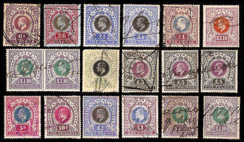 Natal. 18 x Fiscally Used / Revenue Stamps.