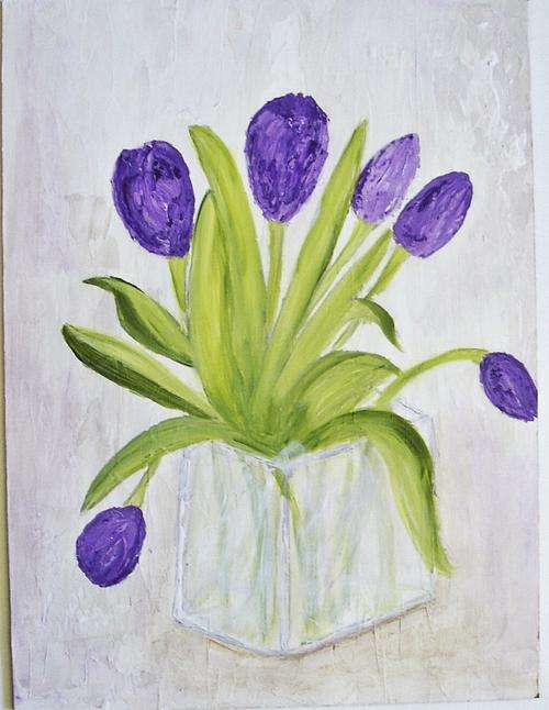 Tulips in Glass Vase, Â©Angelique 2011, 40x30cm