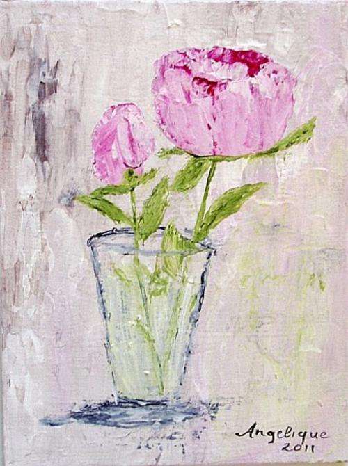 2 Pink Peonies , Â©Angelique 2011, 23x23 cm