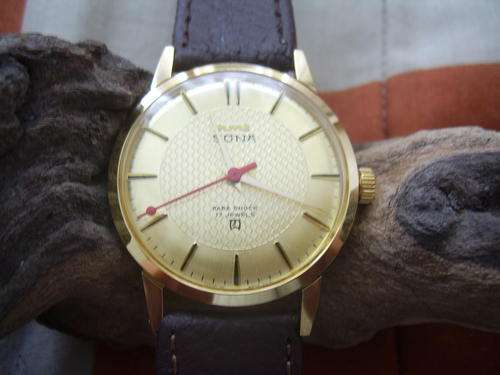 Mens Super flat Sona 17jewels Gold Plated winding watch!