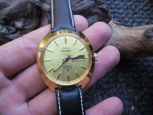 Wow ! Vintage HMT Gold Plated Kanchan 21 jewels day date winding watch!!!